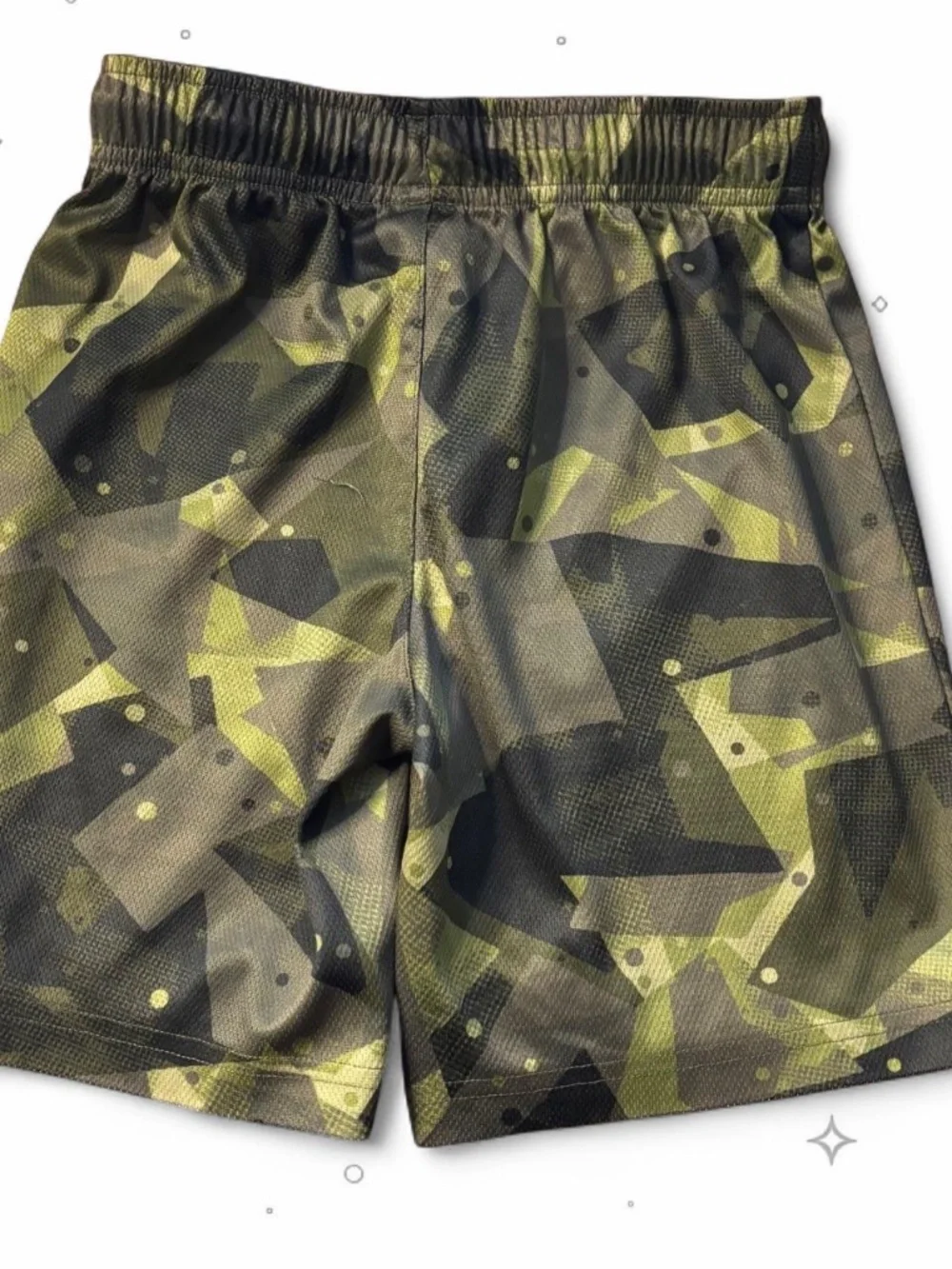 The Children's Place Sport Boys Green Geometric Camo Athletic Shorts S 5/6